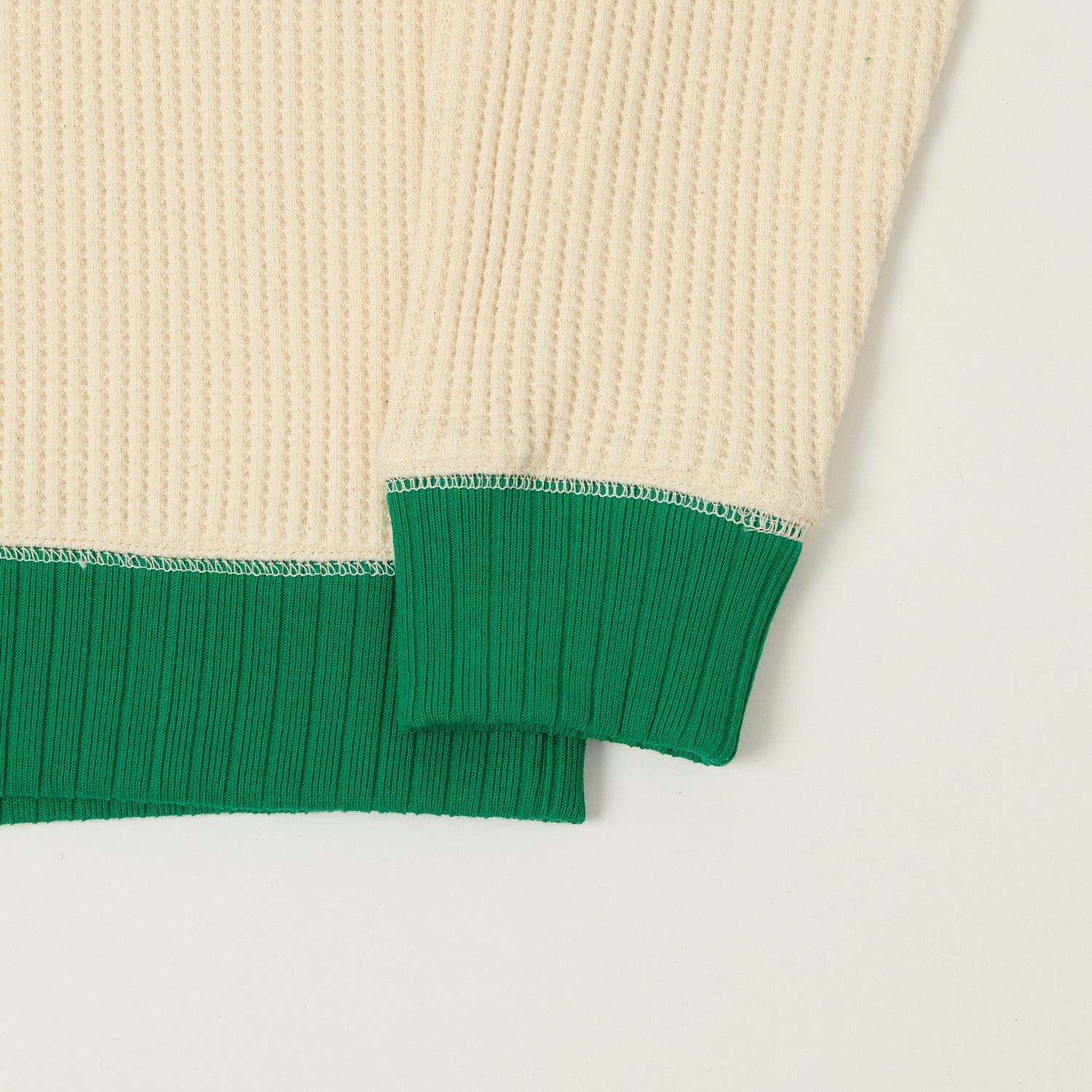 Jackman Midneck Waffle Sweatshirt - Ivory/Green