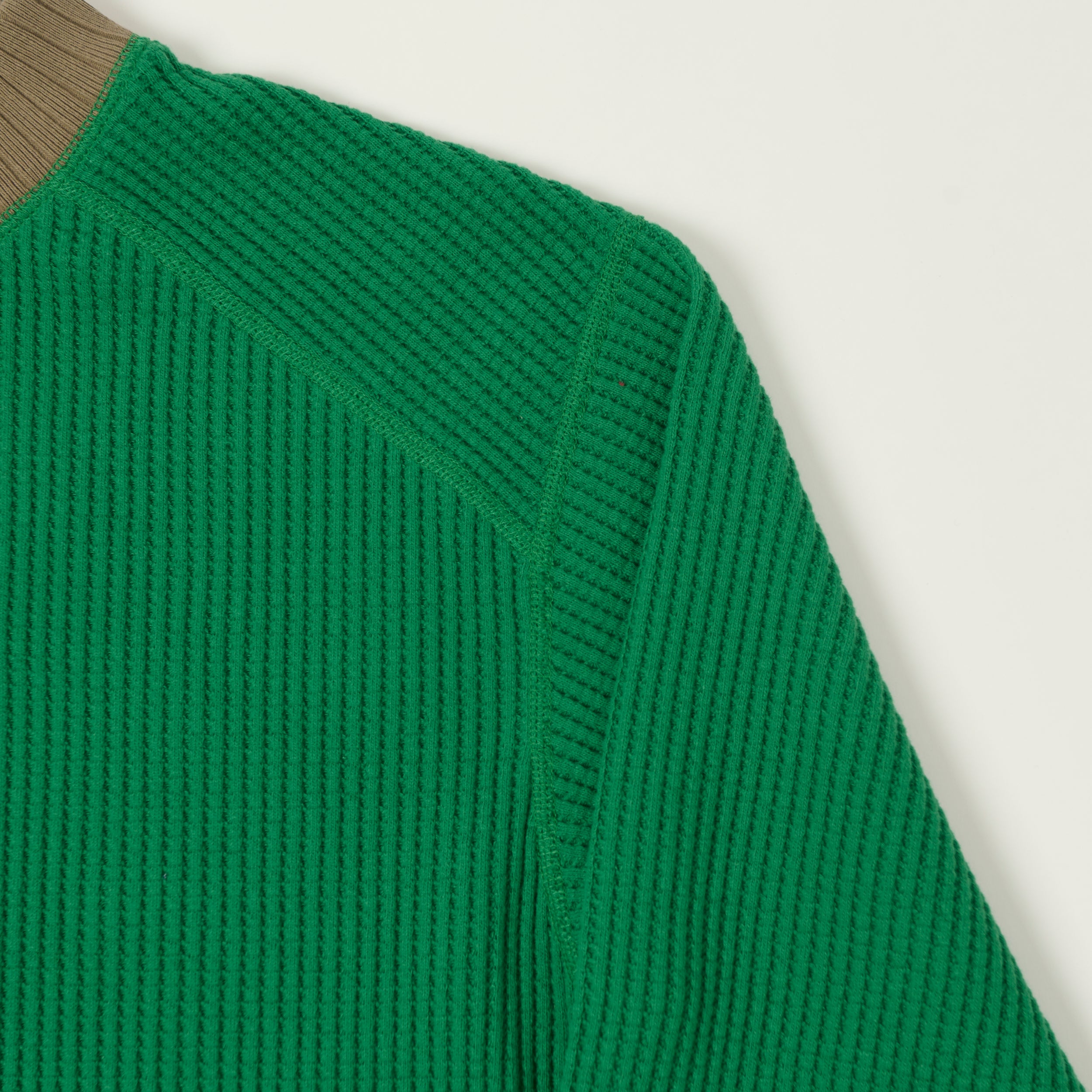 Jackman Midneck Waffle Sweatshirt - Green/Sepia