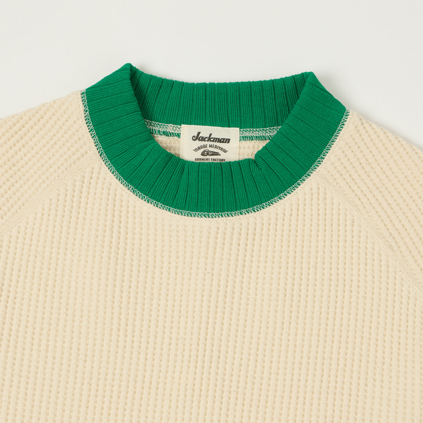 Jackman Midneck Waffle Sweatshirt - Ivory/Green