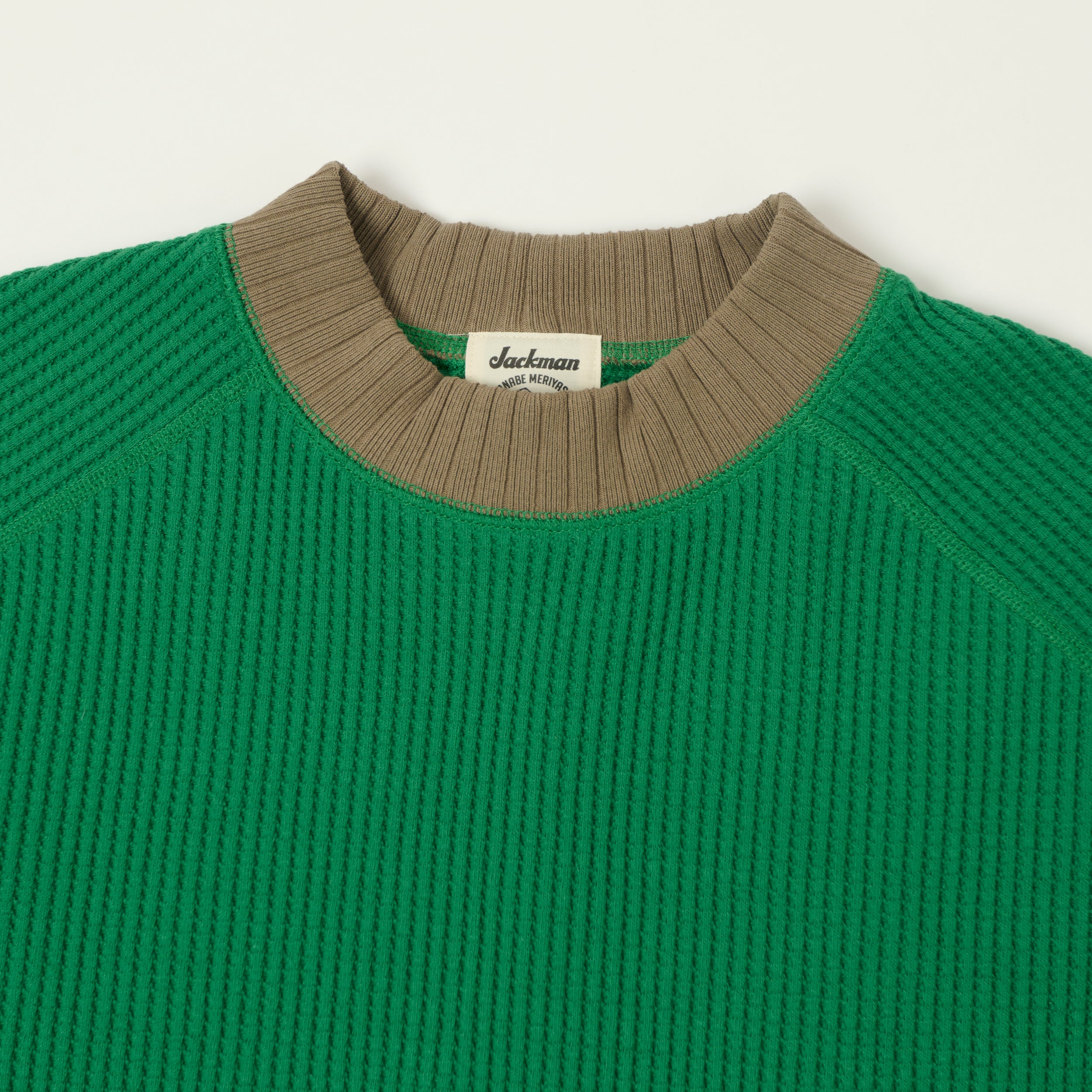 Jackman Midneck Waffle Sweatshirt - Green/Sepia