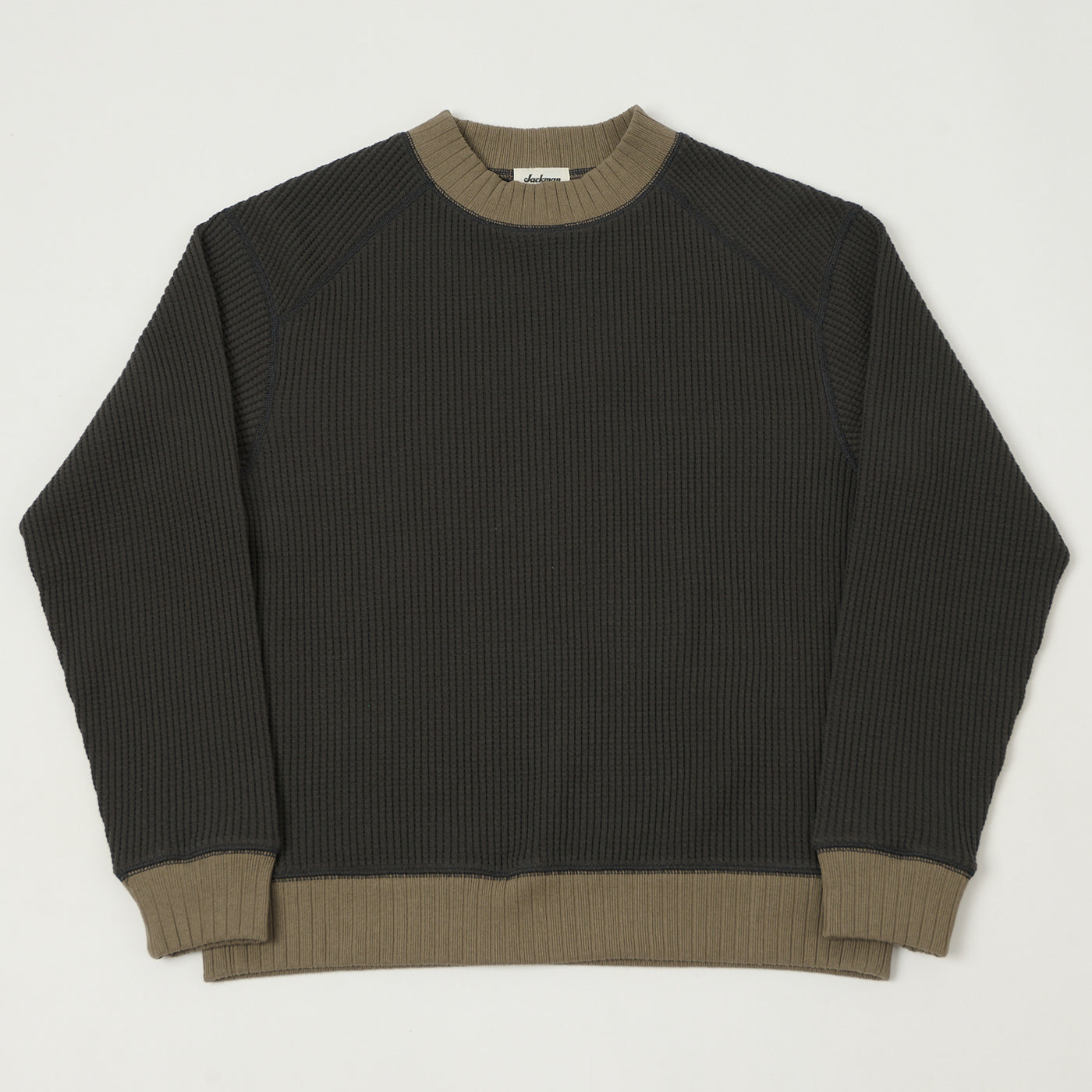 Jackman Midneck Waffle Sweatshirt - Ink Black/Sepia