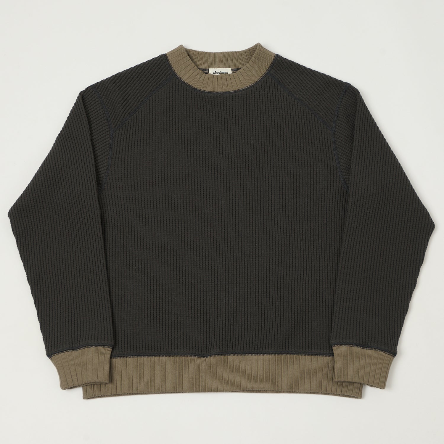Jackman Midneck Waffle Sweatshirt - Ink Black/Sepia