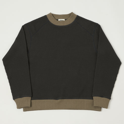 Jackman Midneck Waffle Sweatshirt - Ink Black/Sepia