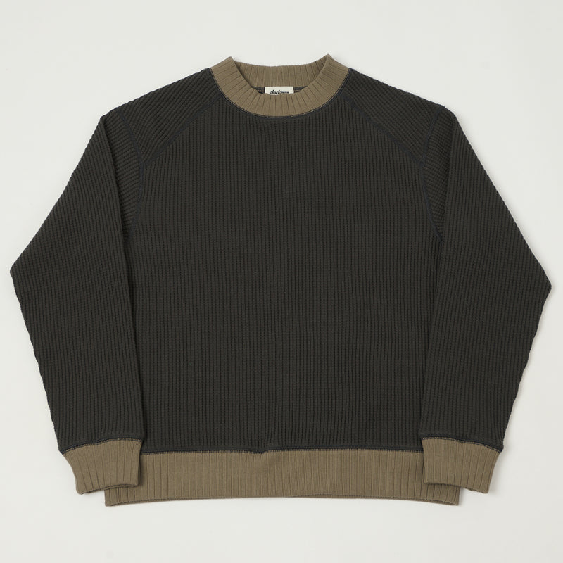 Jackman Midneck Waffle Sweatshirt - Ink Black/Sepia
