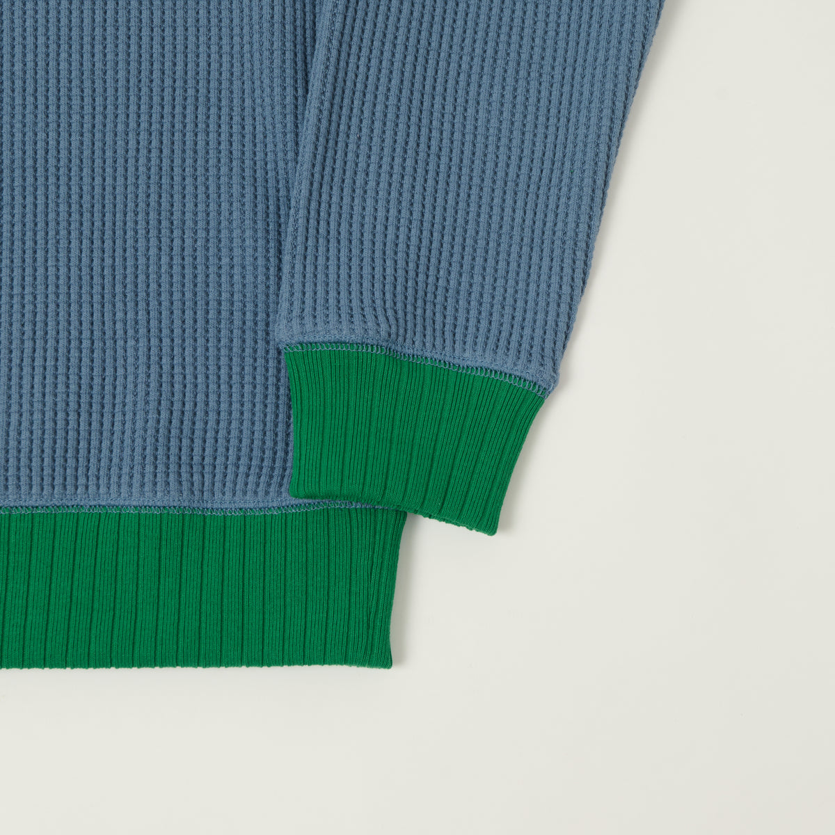Jackman Midneck Waffle Sweatshirt - Retro Saxe/Green