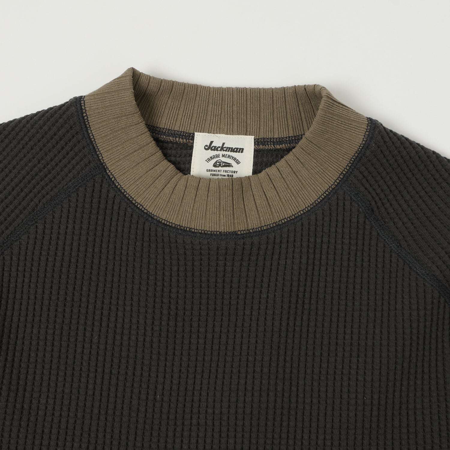 Jackman Midneck Waffle Sweatshirt - Ink Black/Sepia