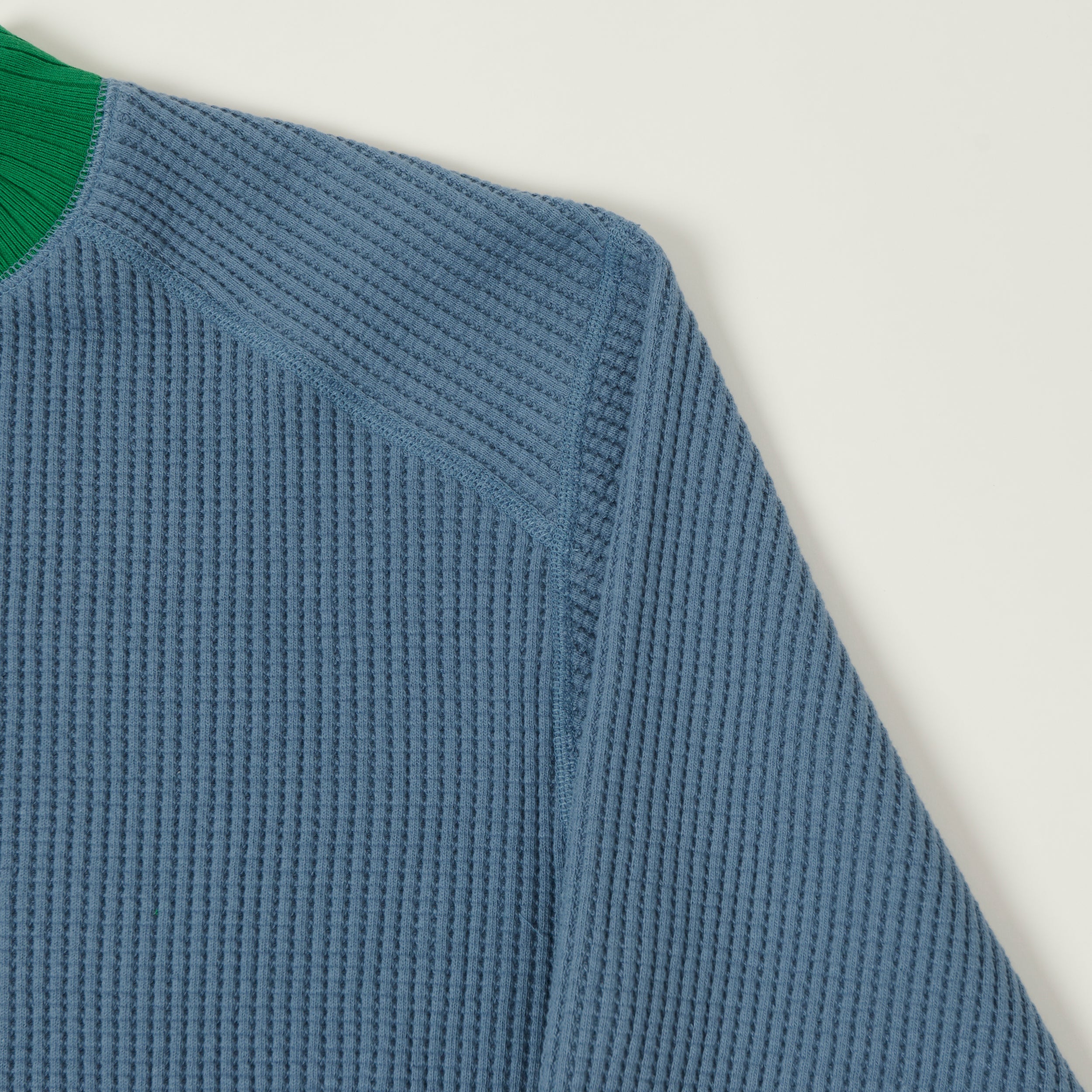 Jackman Midneck Waffle Sweatshirt - Retro Saxe/Green
