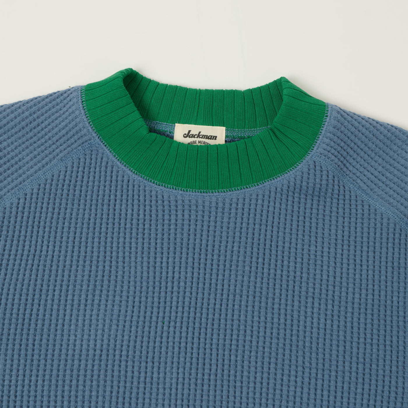Jackman Midneck Waffle Sweatshirt - Retro Saxe/Green