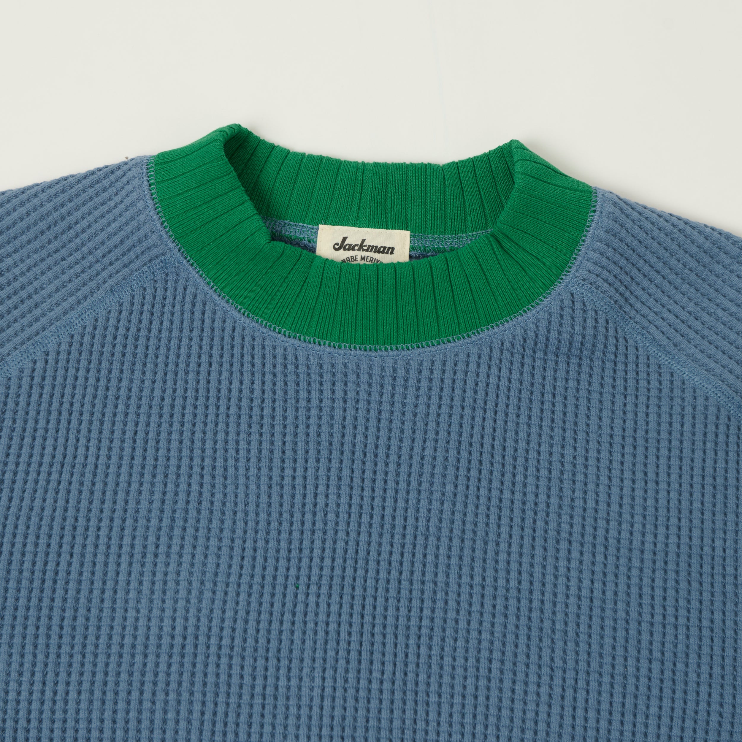 Jackman Midneck Waffle Sweatshirt - Retro Saxe/Green