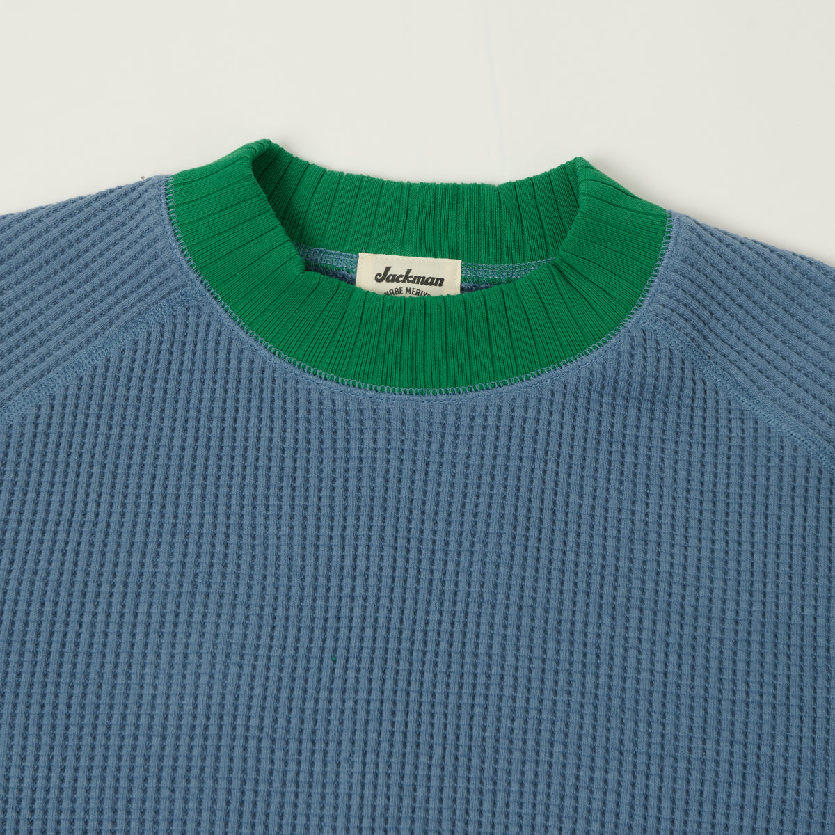 Jackman Midneck Waffle Sweatshirt - Retro Saxe/Green
