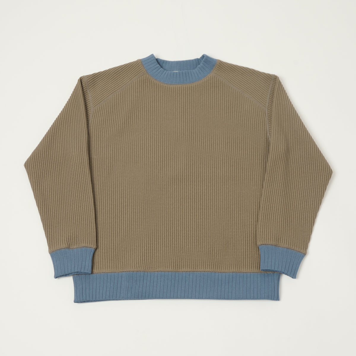 Jackman Midneck Waffle Sweatshirt - Sepia/Retro Saxe