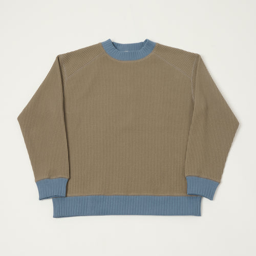Jackman Midneck Waffle Sweatshirt - Sepia/Retro Saxe