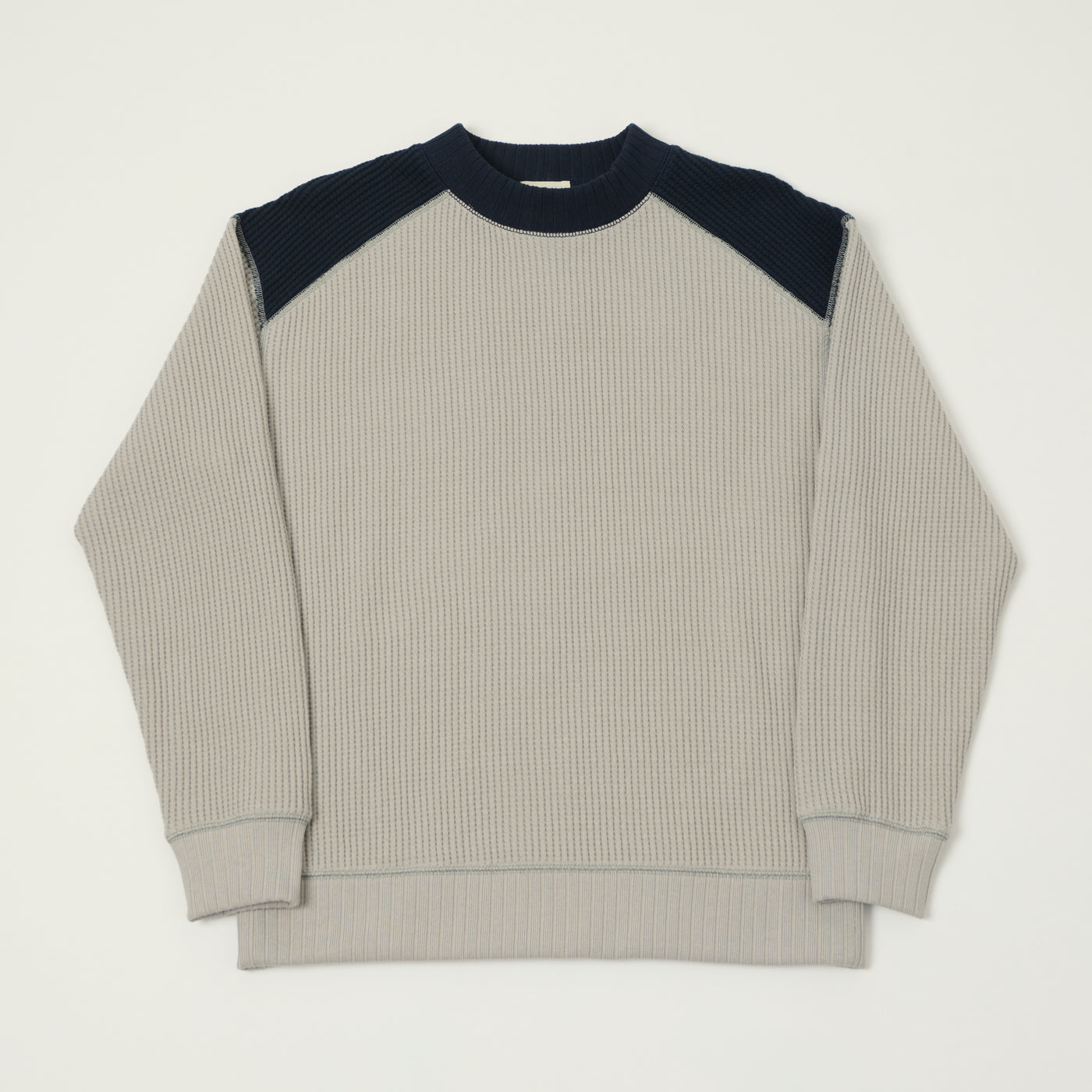 Jackman Midneck Waffle Sweatshirt - Concrete/Navy