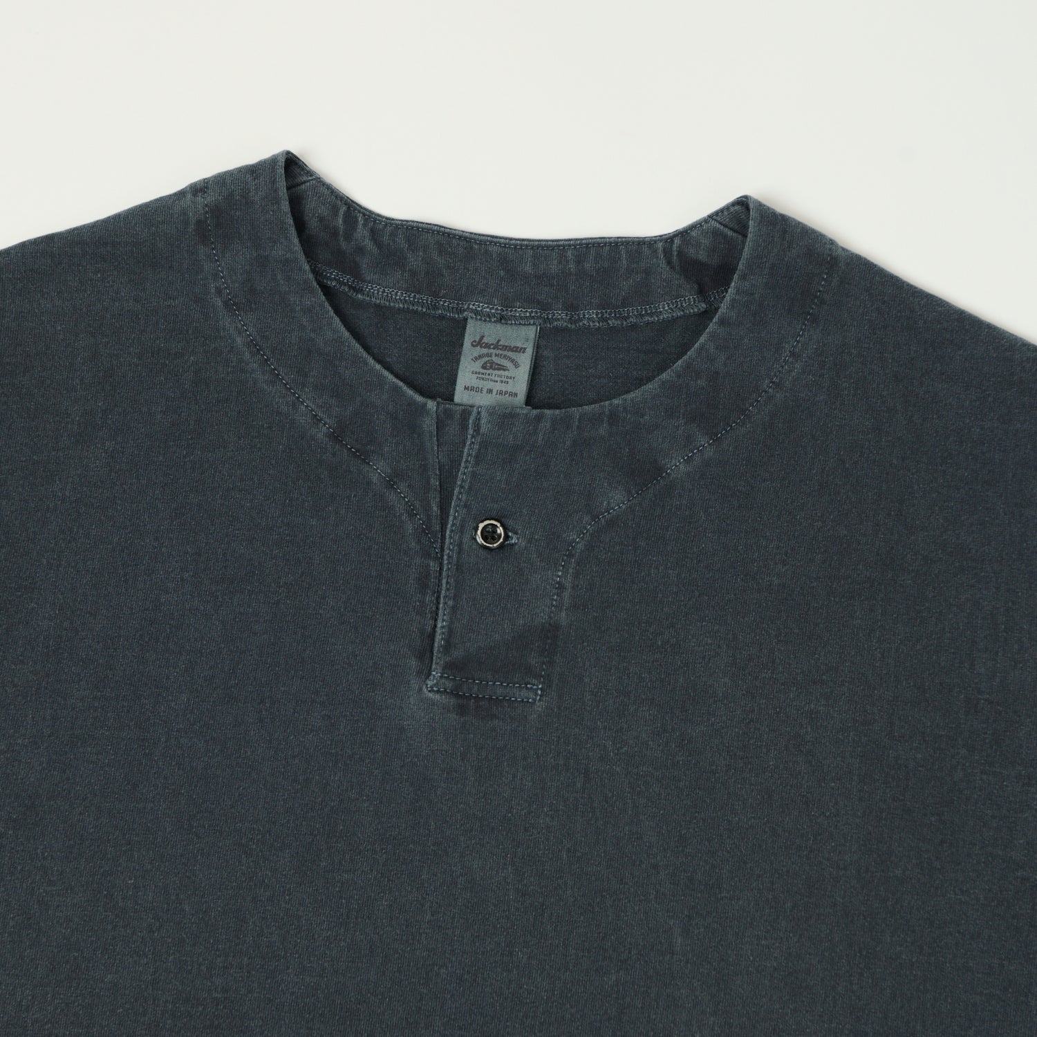 Jackman Pigment Dye Henley T-Shirt - Fade Blue Gray