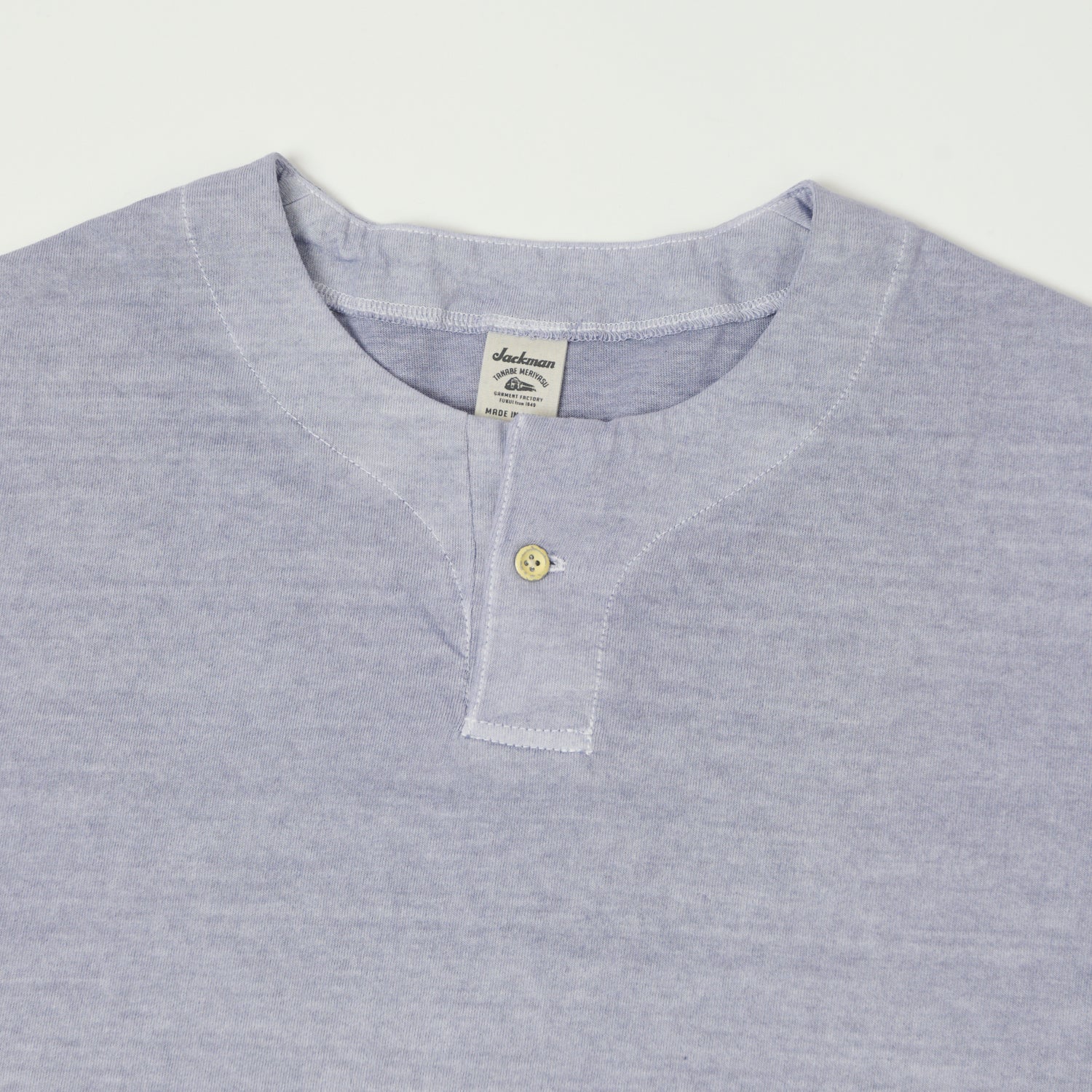 Jackman Pigment Dye Henley T-Shirt - Fade Lilac