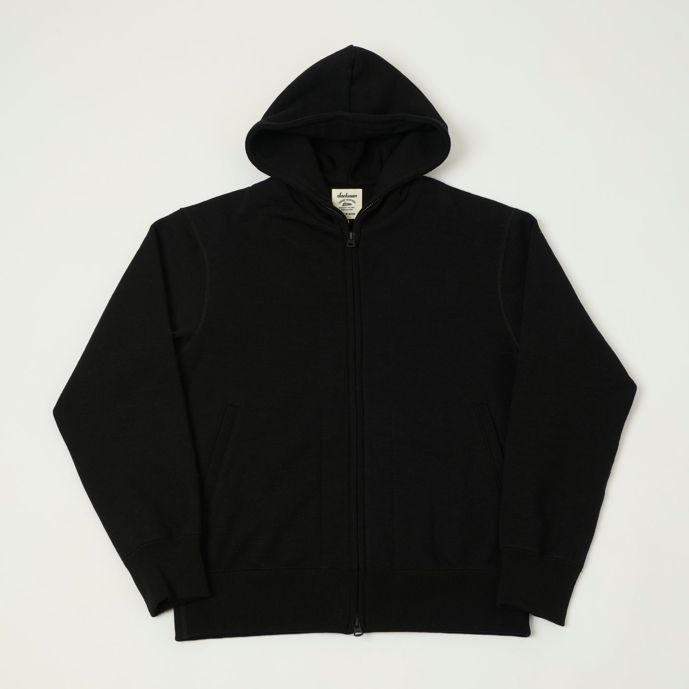 Jackman GG Zip Through Hoodie - Black