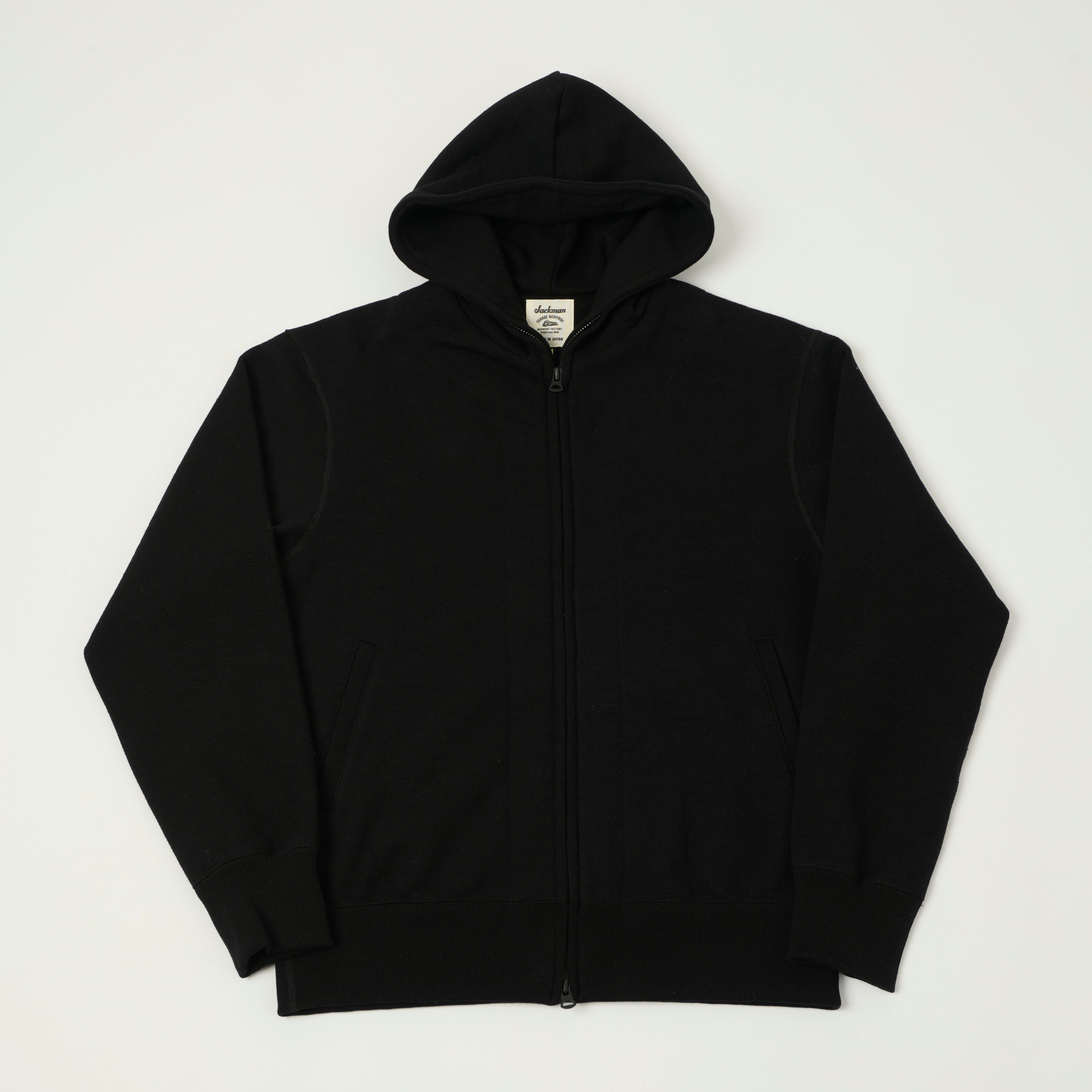 Jackman GG Zip Through Hoodie - Black