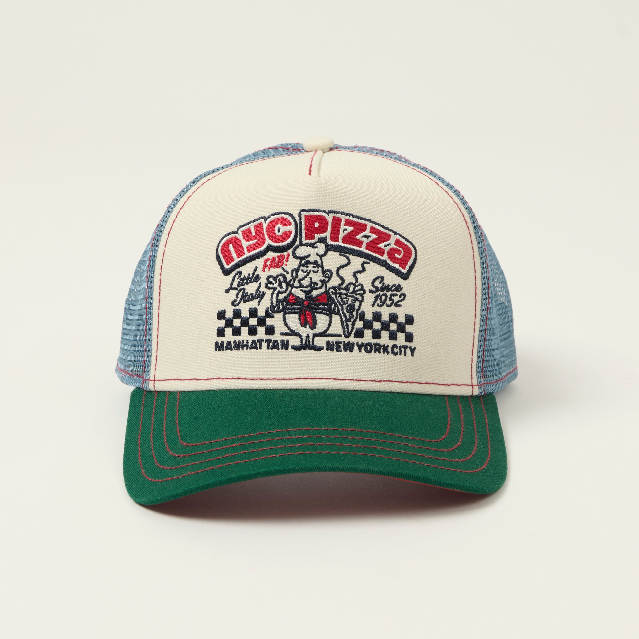JJ Hats 'NYC Pizza' Trucker Cap - Green/Blue