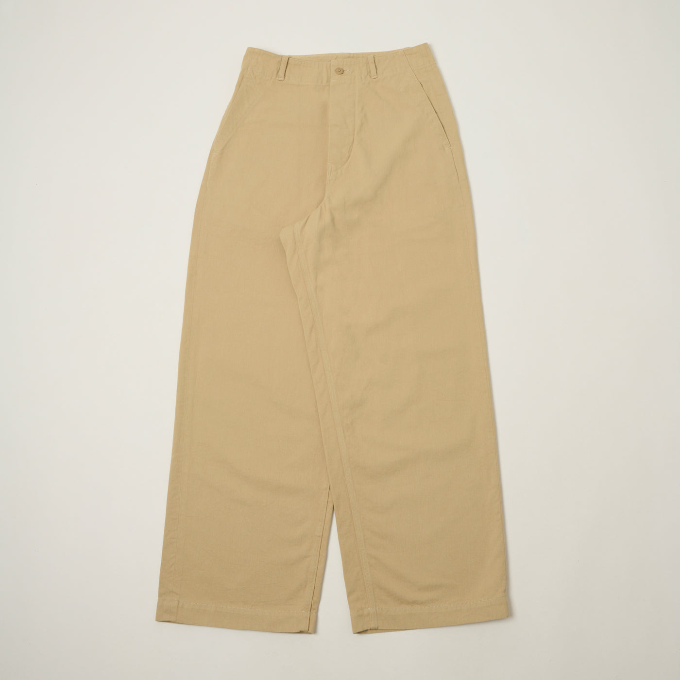 Kaptain Sunshine Cotton Drill Wide Pants - Khaki