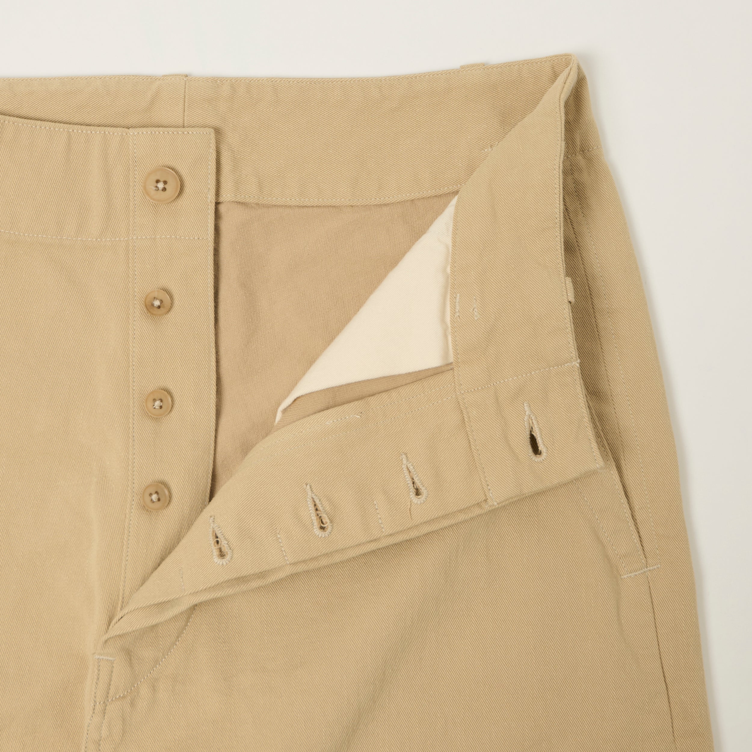 Kaptain Sunshine Cotton Drill Wide Pants - Khaki