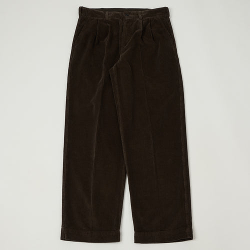 Knickerbocker 'Canal' Pleated Corduroy Trousers - Coffee