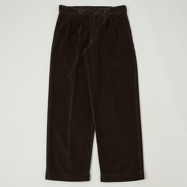 Knickerbocker 'Canal' Pleated Corduroy Trousers - Coffee