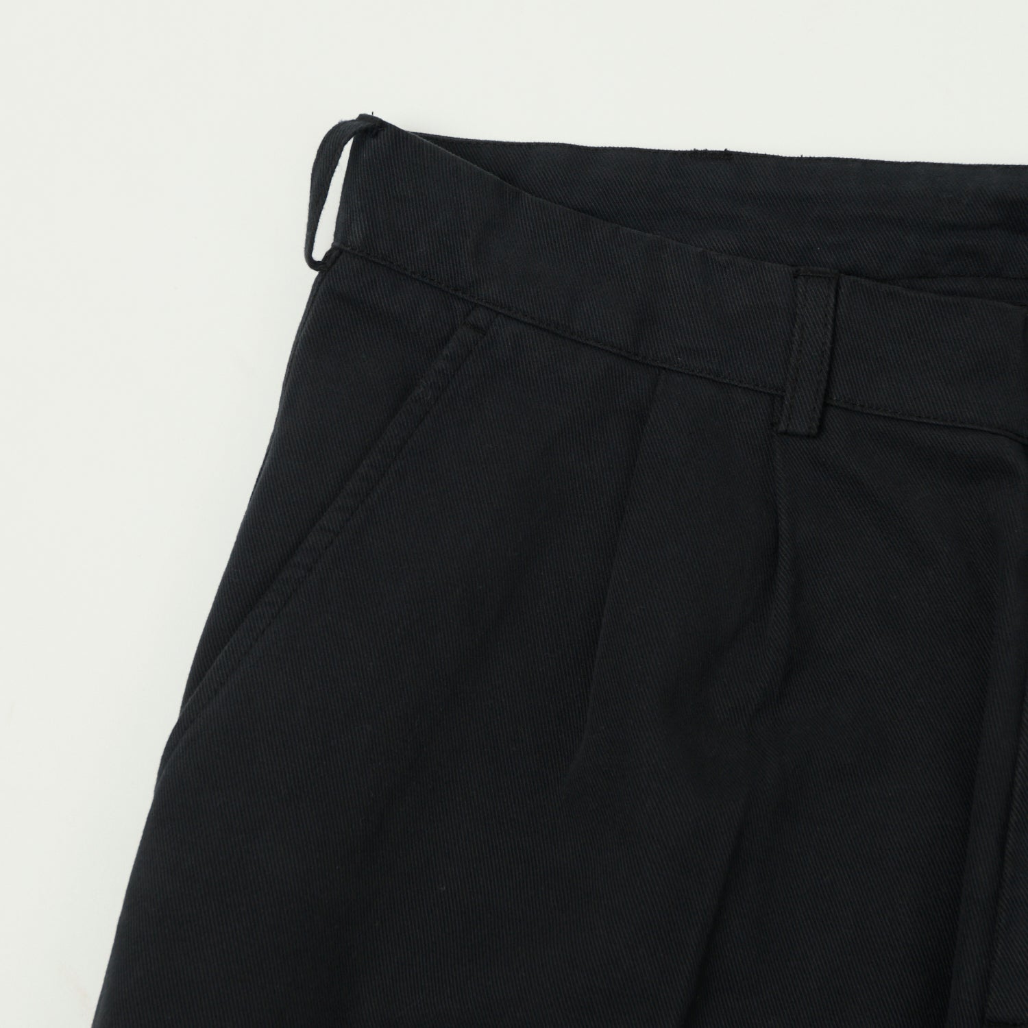 Knickerbocker Canal Pleated Twill Cotton Pant - Black