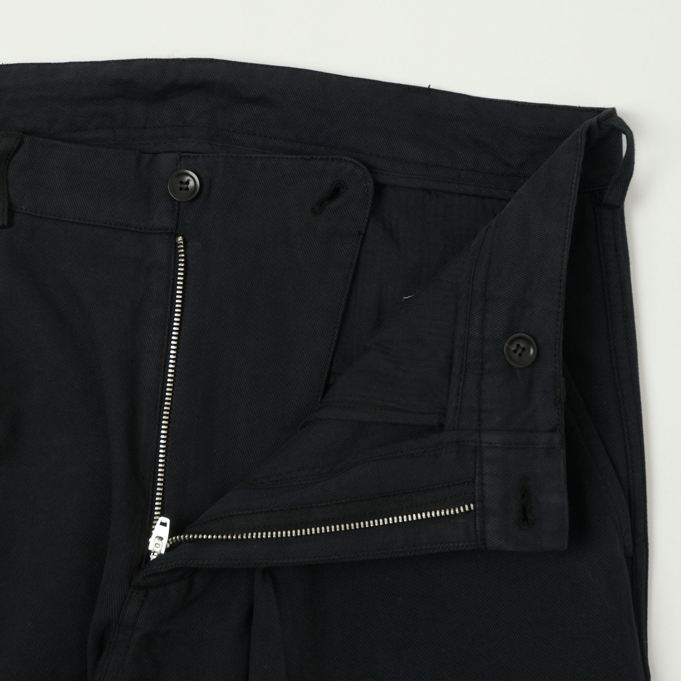 Knickerbocker Canal Pleated Twill Cotton Pant - Black | SON