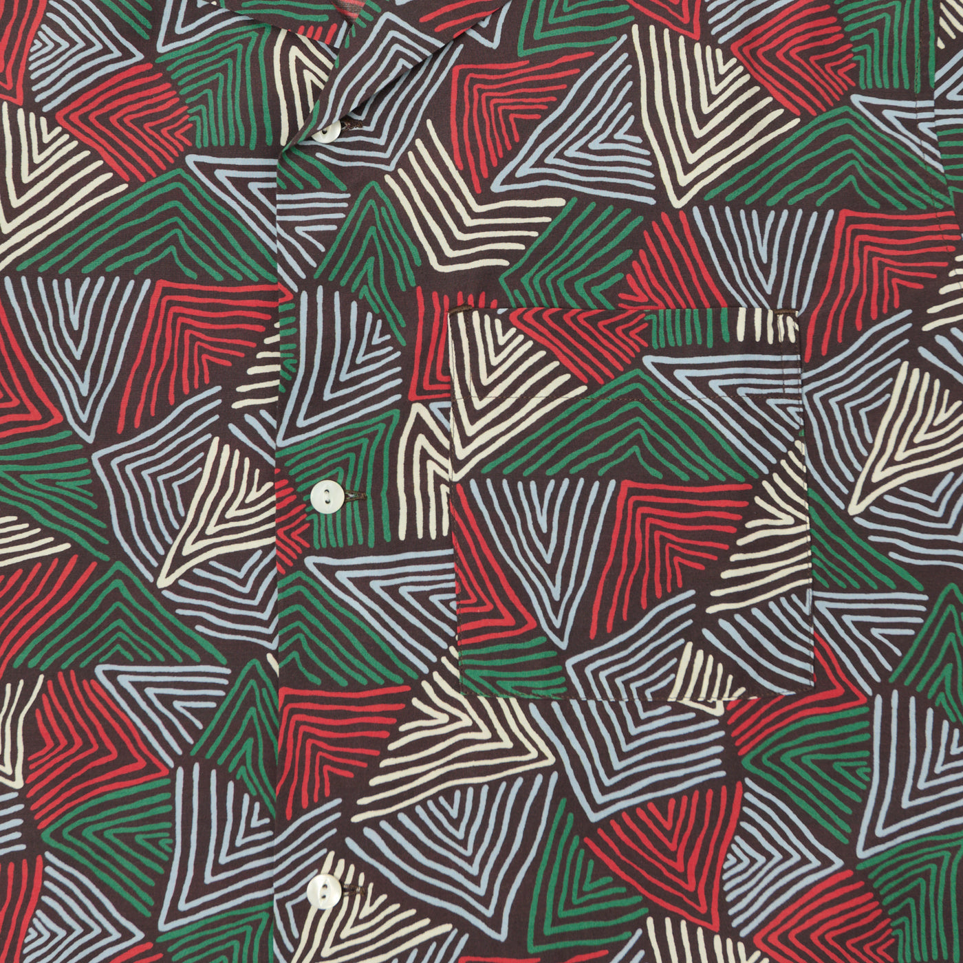 Knickerbocker Doodle Rayon & Cotton Shirt - Coffee | SON OF