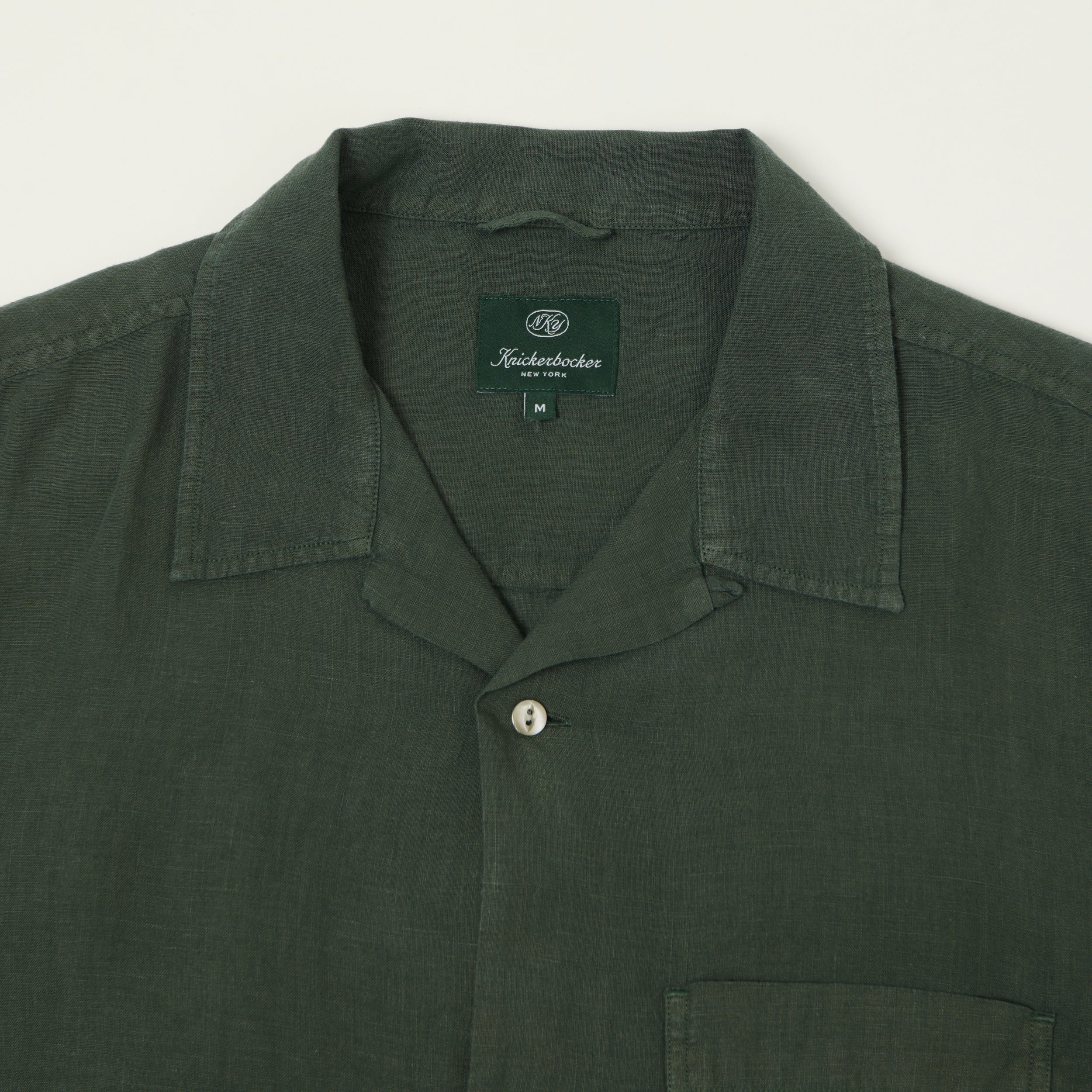 Knickerbocker 'Marina' Linen Camp Shirt - Deep Forest