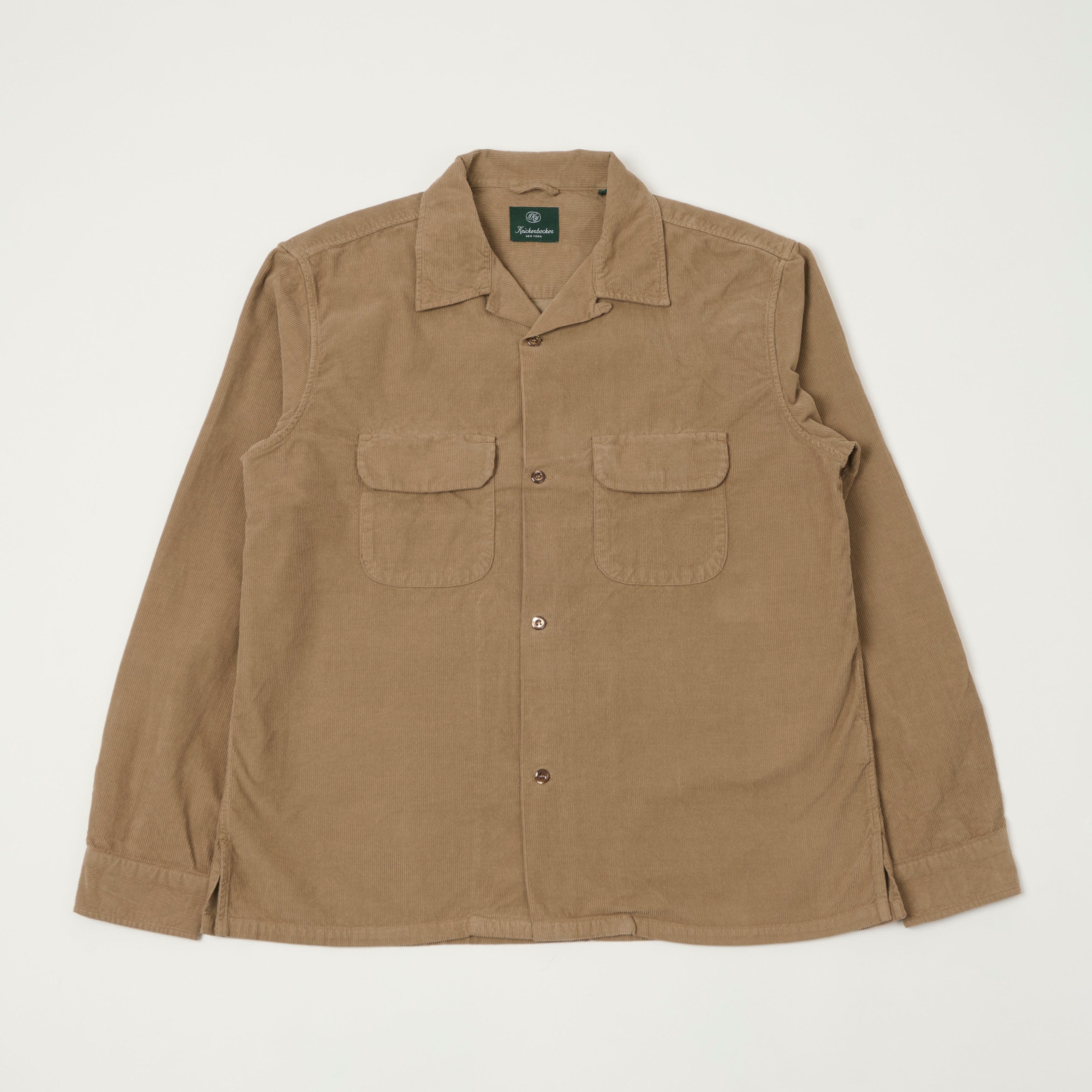 Knickerbocker Penny Camp Collar Corduroy Shirt - Khaki