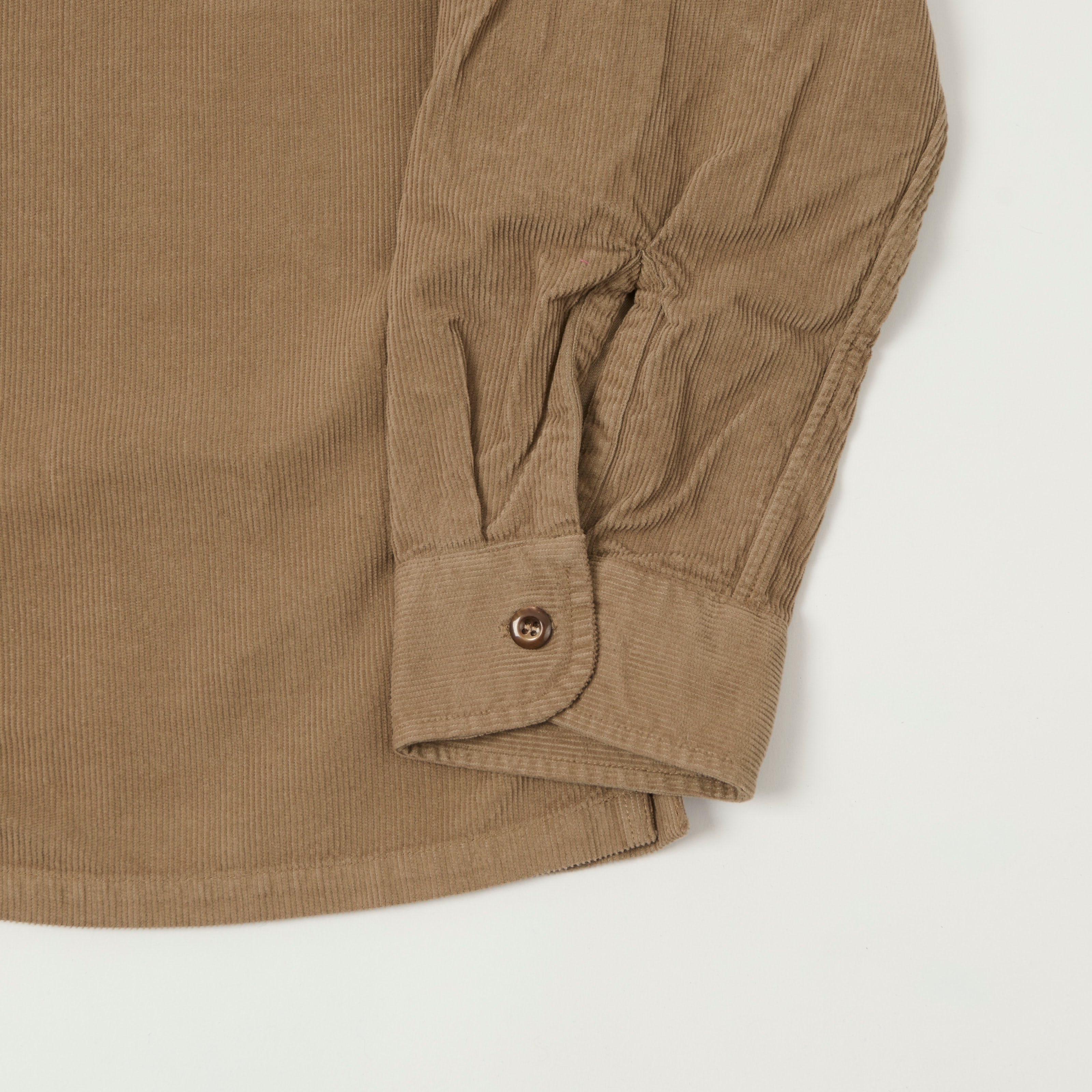 Knickerbocker Penny Camp Collar Corduroy Shirt - Khaki