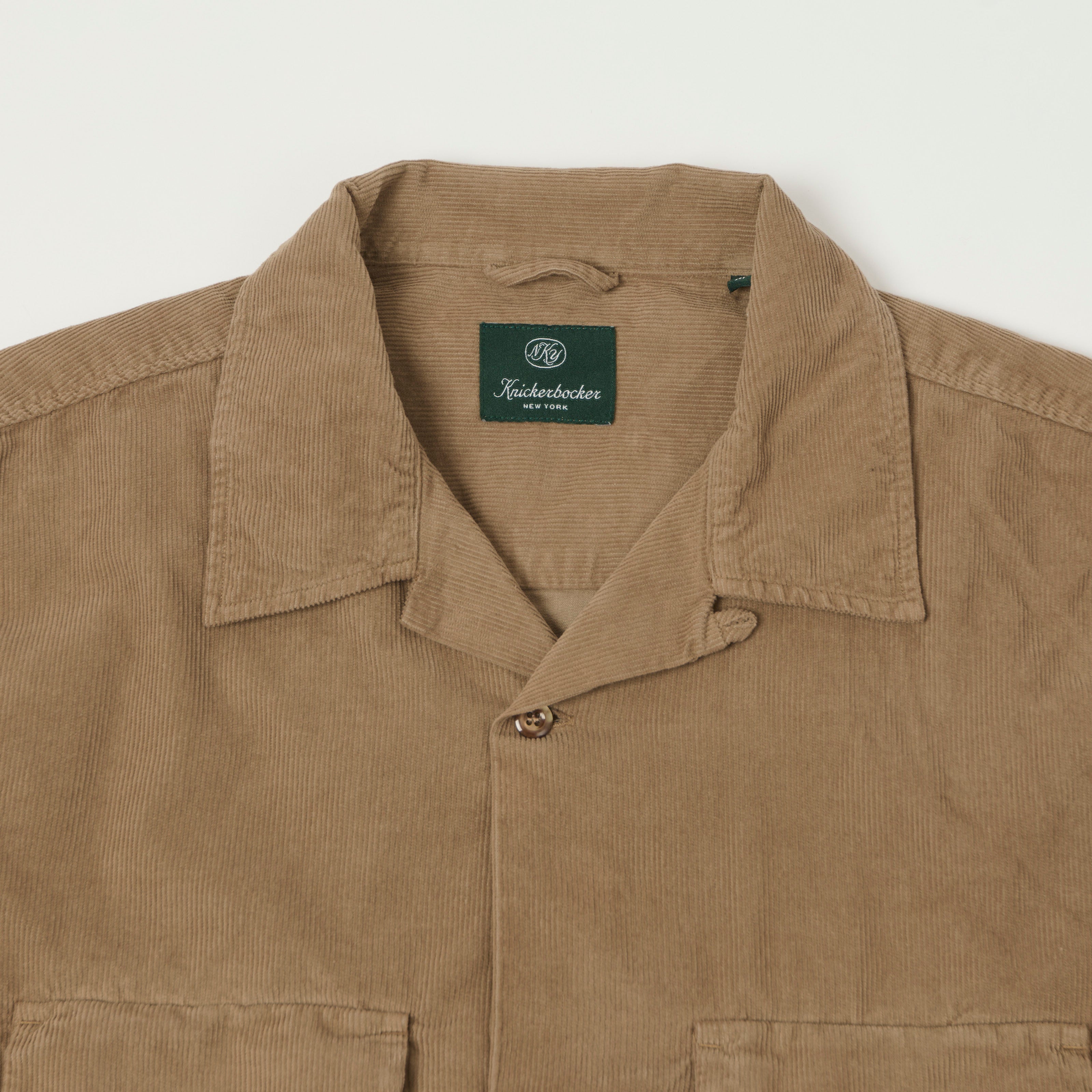 Knickerbocker Penny Camp Collar Corduroy Shirt - Khaki