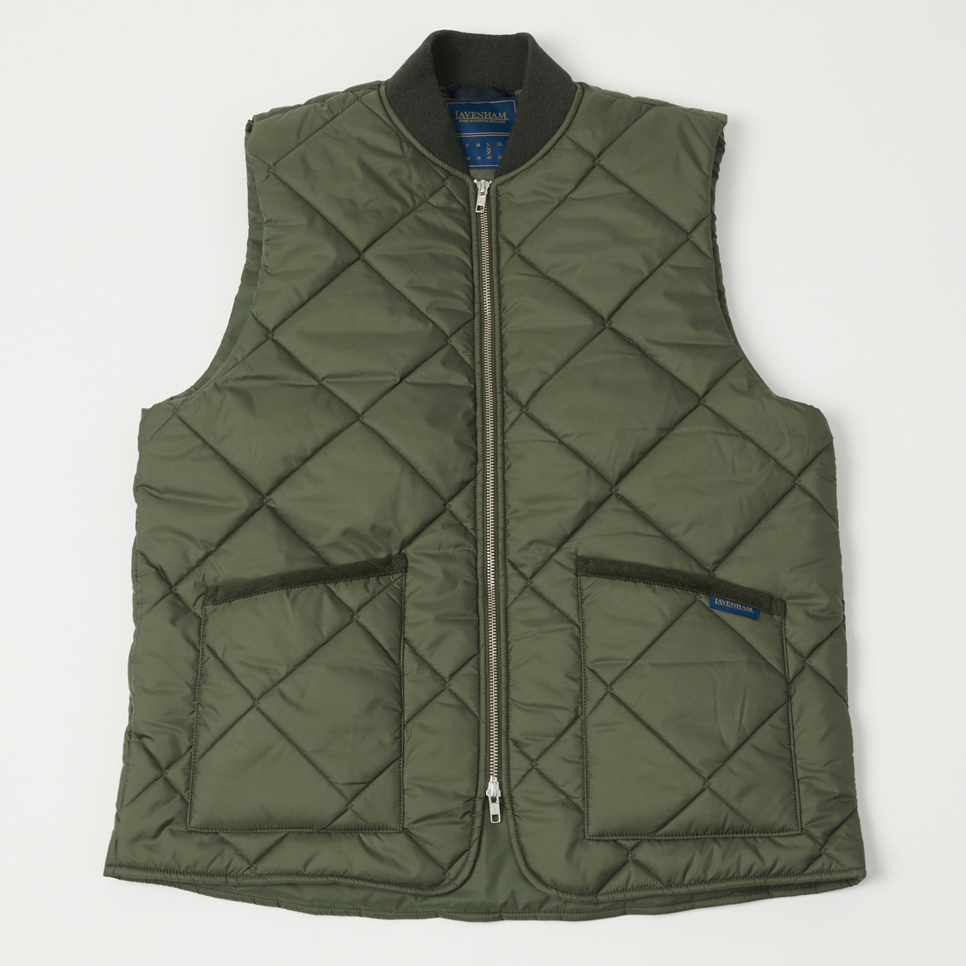 Lavenham Big Quilt Bomber Gilet - Olive Green