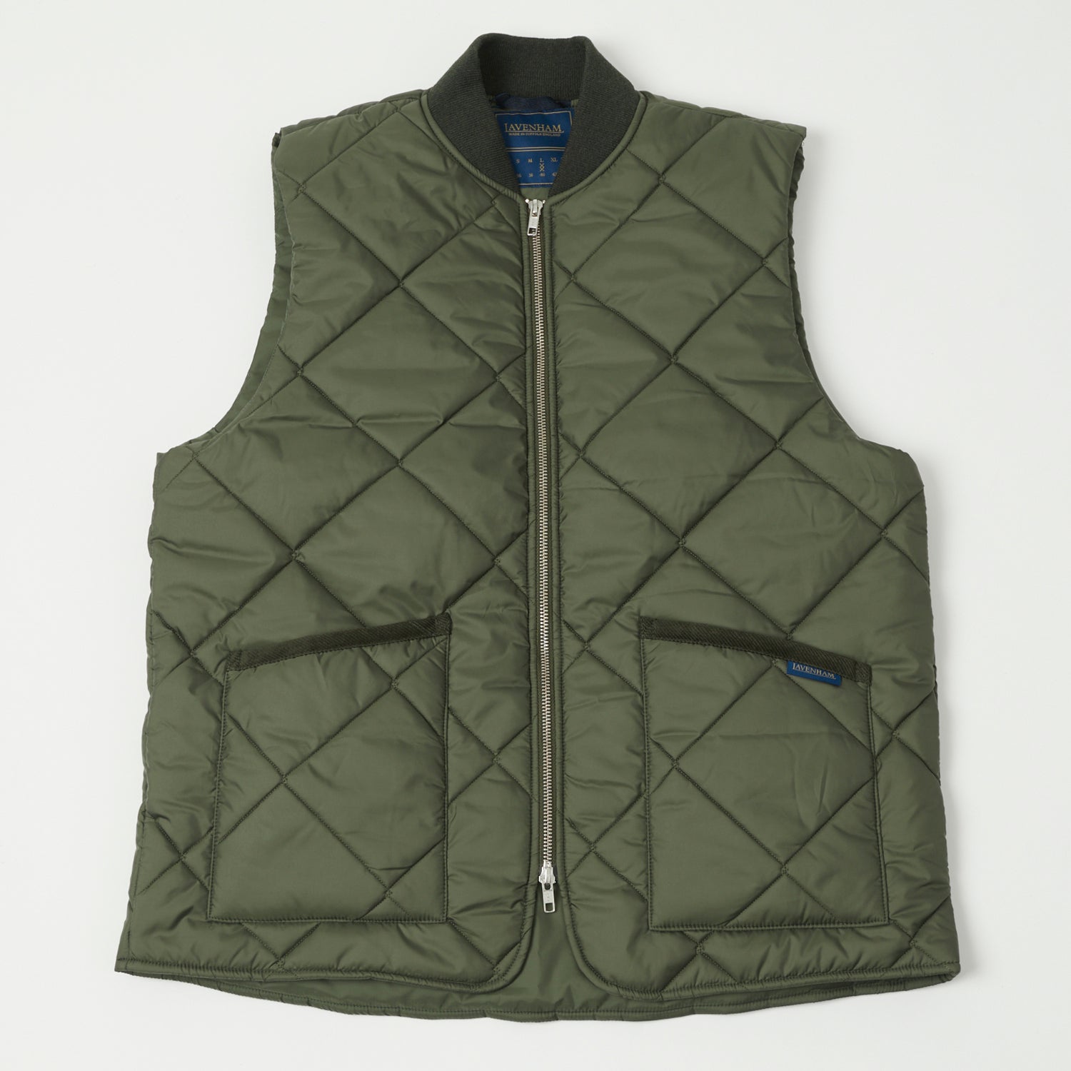 Lavenham Big Quilt Bomber Gilet - Olive Green