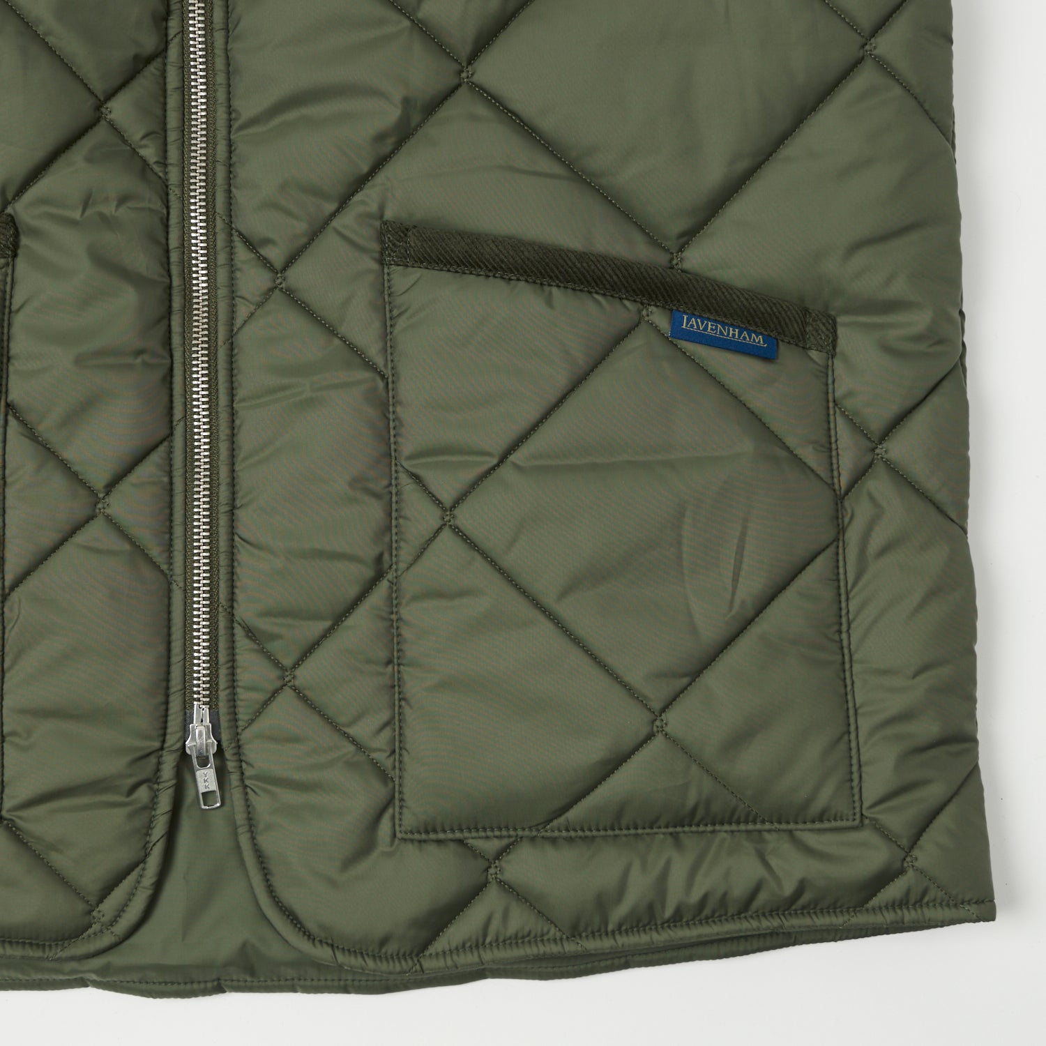 Lavenham Big Quilt Bomber Gilet - Olive Green
