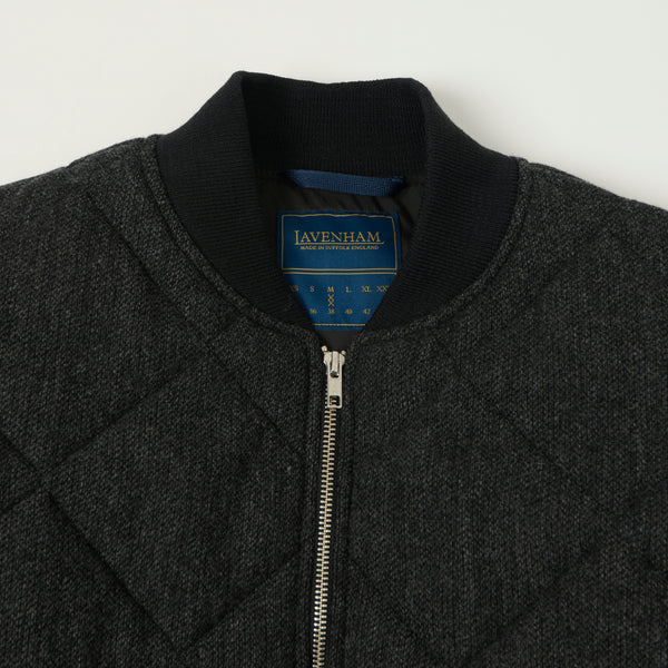 Lavenham 'Son of Stag' Big Quilt Wool Bomber Jacket - Charcoal