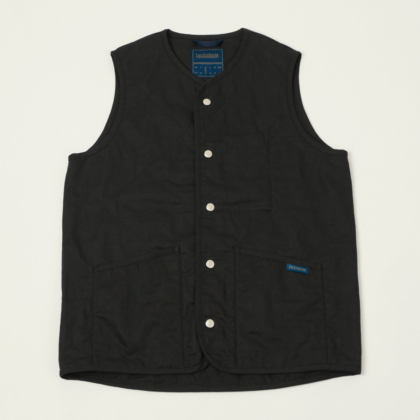 Lavenham Linen/Cotton Unwadded 'Thornham' Gilet - Onyx