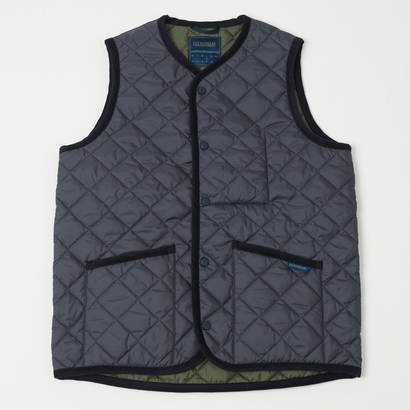 【LAVENHAM for L'ECHOPPE】BIG QUILT GILLET Lavenham Thornham Quilted Gilet - Suffolk Navy/Olive Green