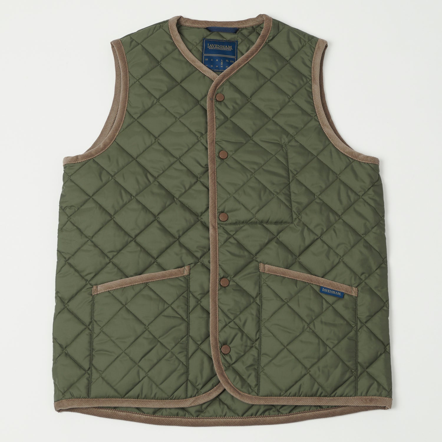 Lavenham Thornham Quilted Gilet - Olive Green/Olive Green