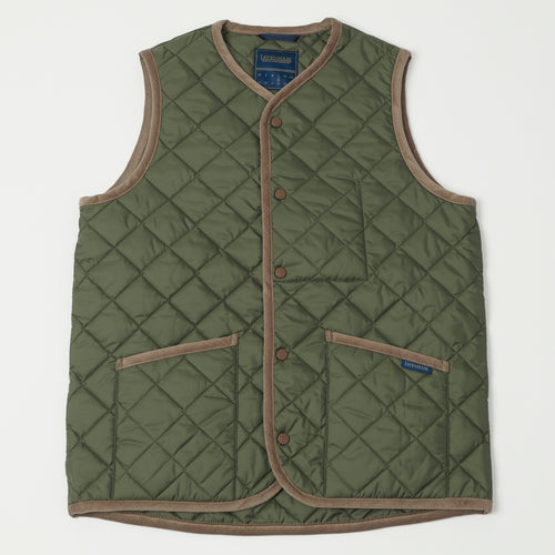 Lavenham Thornham Quilted Gilet - Olive Green/Olive Green