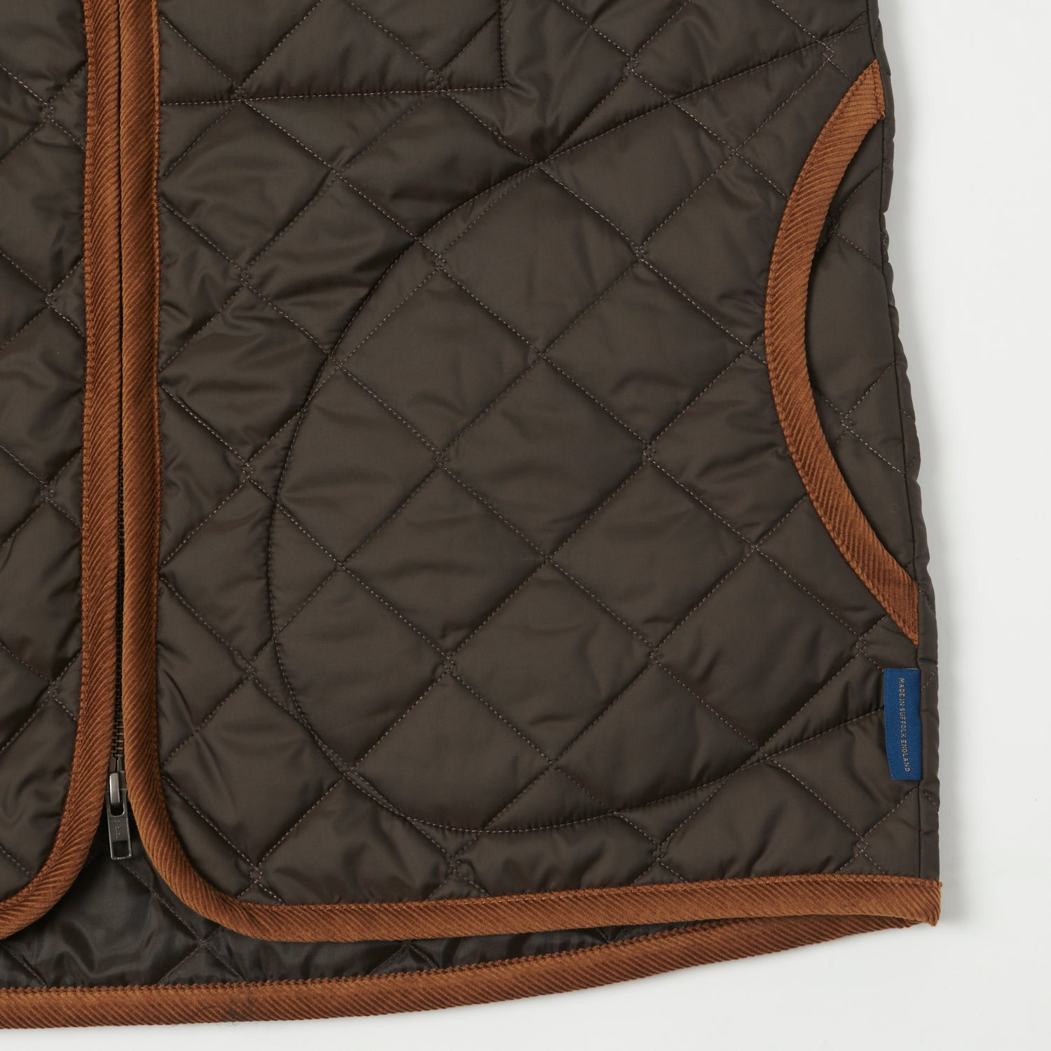 Lavenham Zip Bomber Gilet - Dark Chocolate