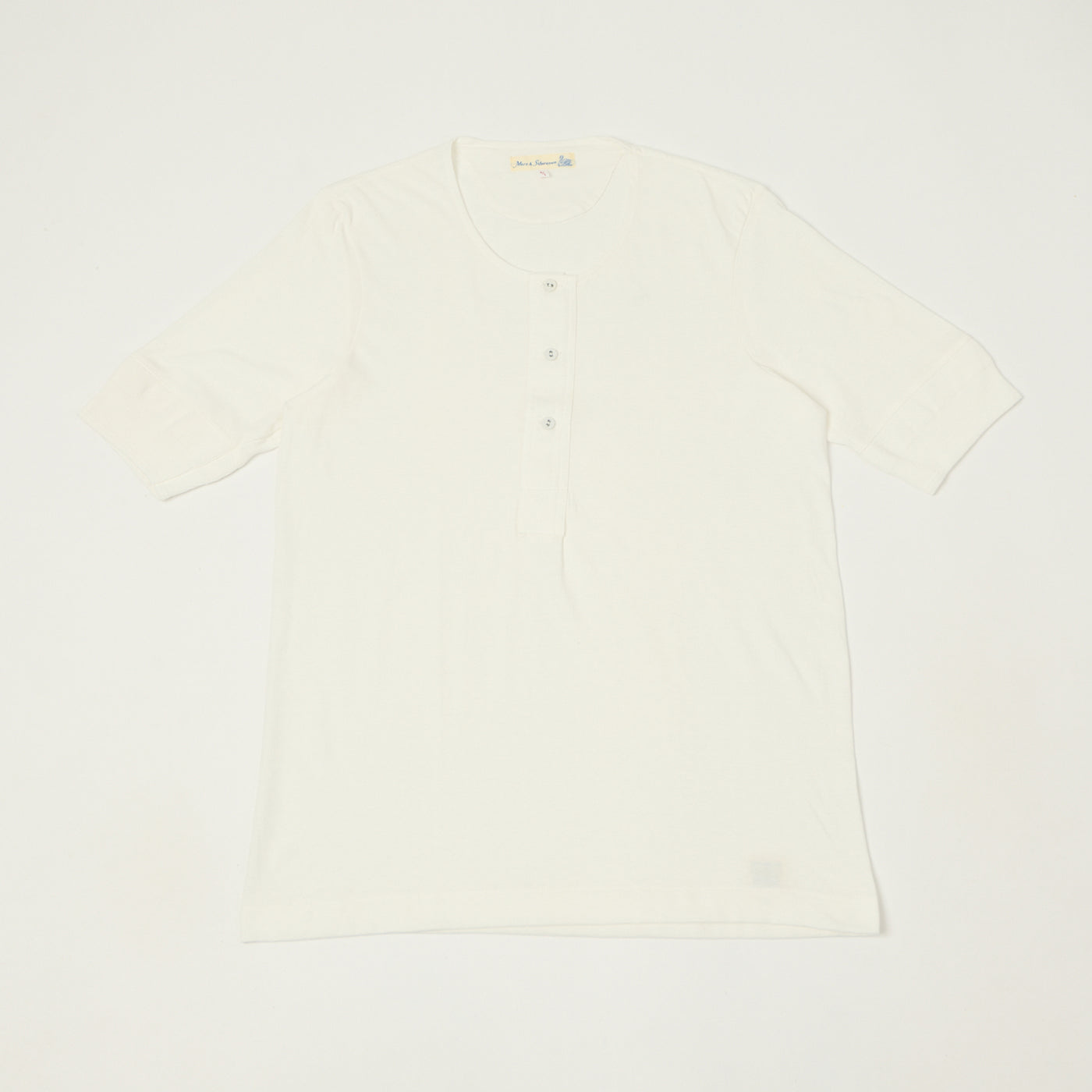 Merz b. Schwanen 103 Lightweight Short Sleeve Henley - White