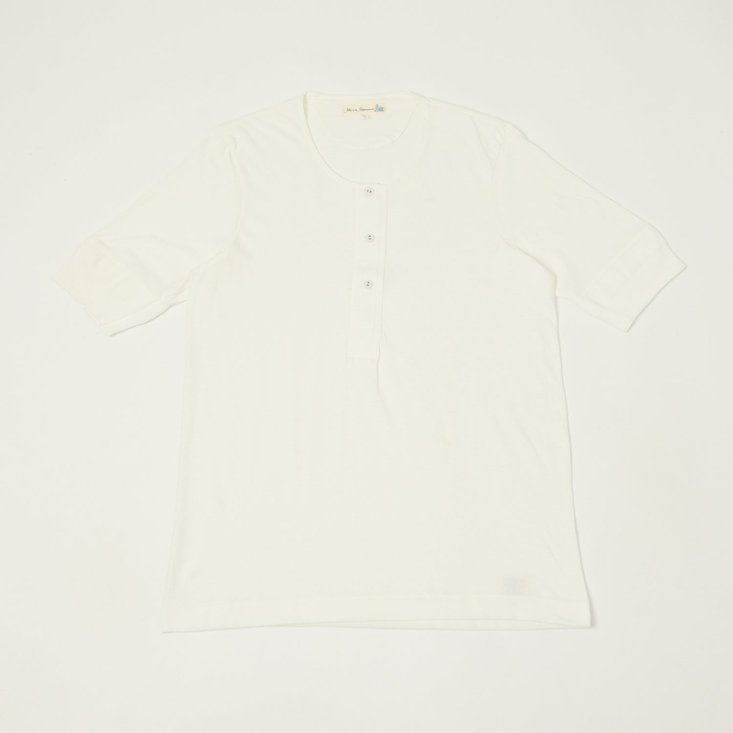 Merz b. Schwanen 103 Lightweight Short Sleeve Henley - White