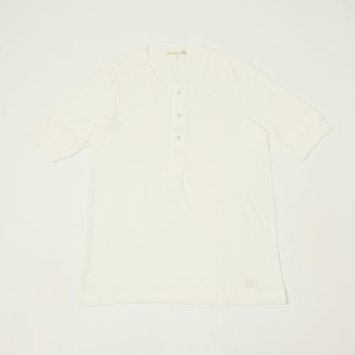 Merz b. Schwanen 103 Lightweight Short Sleeve Henley - White