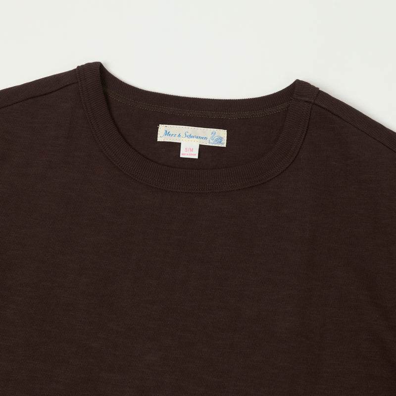 Merz b. Schwanen 2S14 Heavy Crew Neck Tee - Coffee