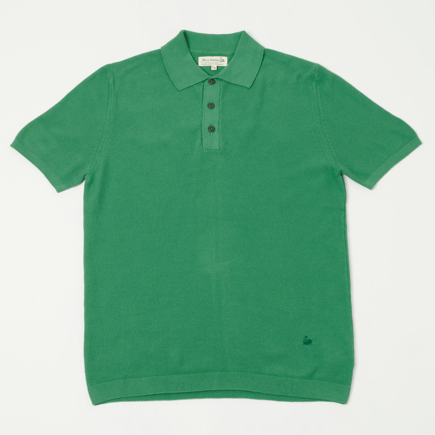 Merz b. Schwanen 'Good Basics' Plant Based Pique Polo Shirt - Grass
