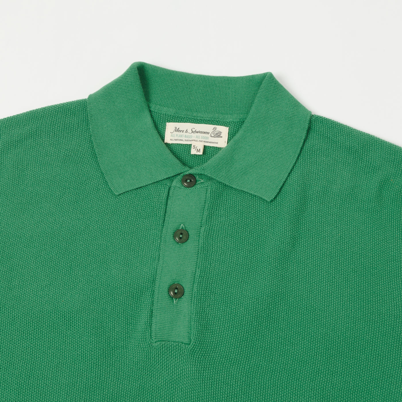 Merz b. Schwanen 'Good Basics' Plant Based Pique Polo Shirt - Grass