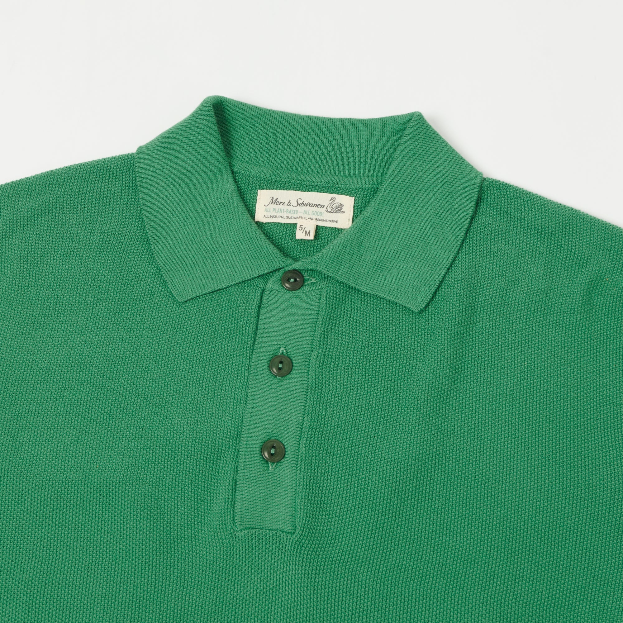 Merz b. Schwanen 'Good Basics' Plant Based Pique Polo Shirt - Grass