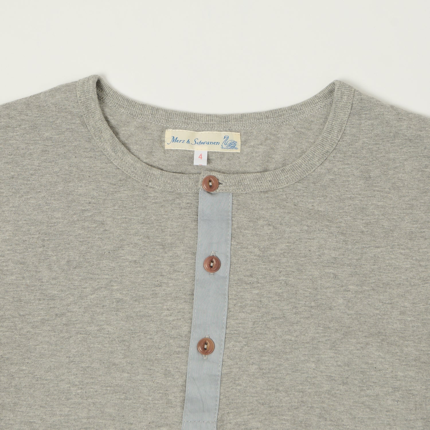 Merz b. Schwanen 1930s Long Sleeve Henley - Grey Melange